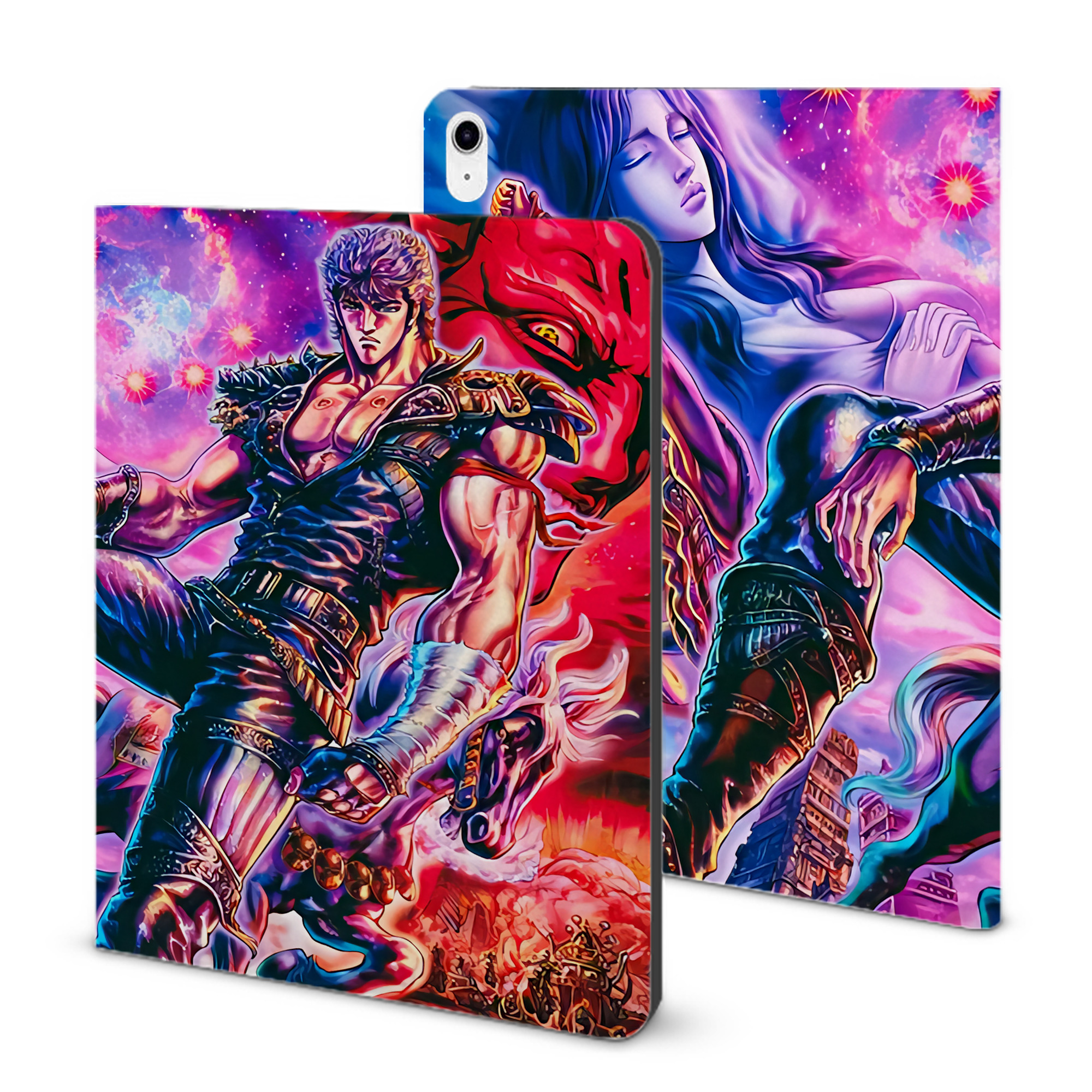 （画像用） 北斗の拳 Fist of the North Star IPad ケース ブック型 PUレザー TPU 耐衝撃 軽量 薄型 ペン収納なし 全面保護 IPad 各モデル対応